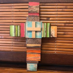 Handcrafted cross. 16.5 in. X 11.5 in.